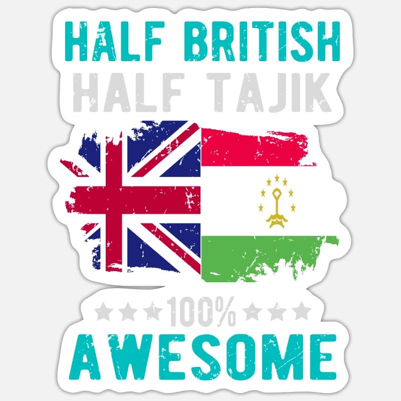 Moitié britannique moitié tadjik - Sticker taille S (10 x 10 cm) - blanc mat