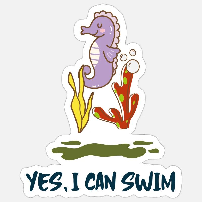 Seepferdchen ich kann schwimmen scuba Geschenkidee Sticker Größe S (10 x 10 cm)