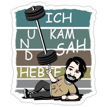 Ich kam sah und Hebte - Sticker Größe S (10 x 10 cm) - Mattweiß - Vorne