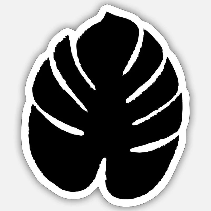 Exotisches Blatt schwarz - Sticker Größe S (10 x 10 cm) - Mattweiß