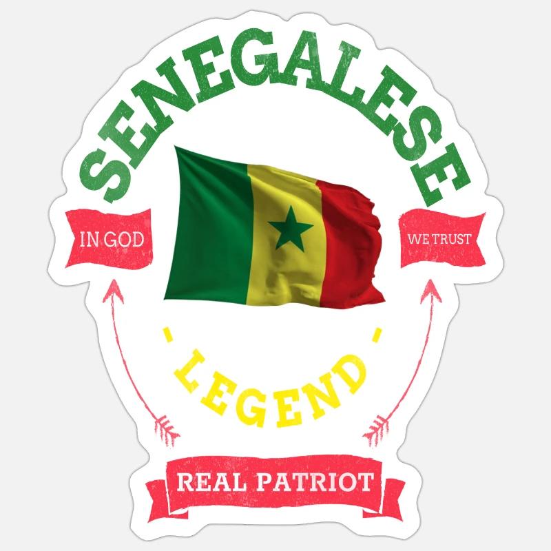 Je suis du Sénégal Dakar vert jaune rouge cadeau - Sticker taille S (10 x 10 cm) - blanc mat