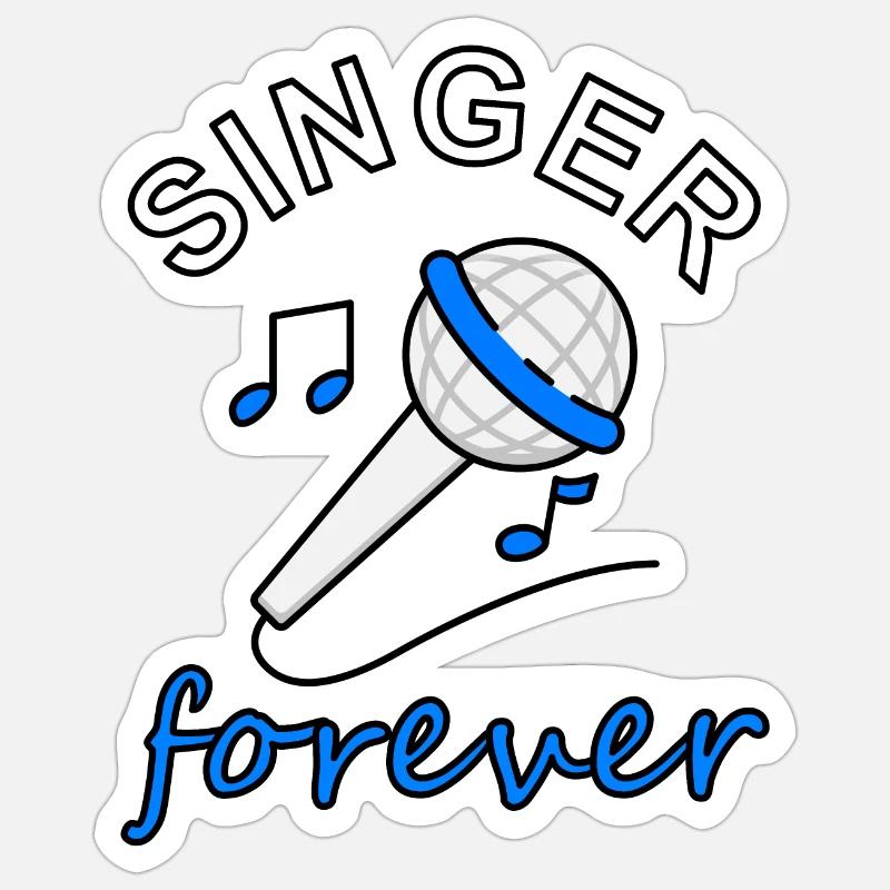 Sänger Microfon Microphon singen Musik Geschenk - Sticker Größe S (10 x 10 cm) - Mattweiß