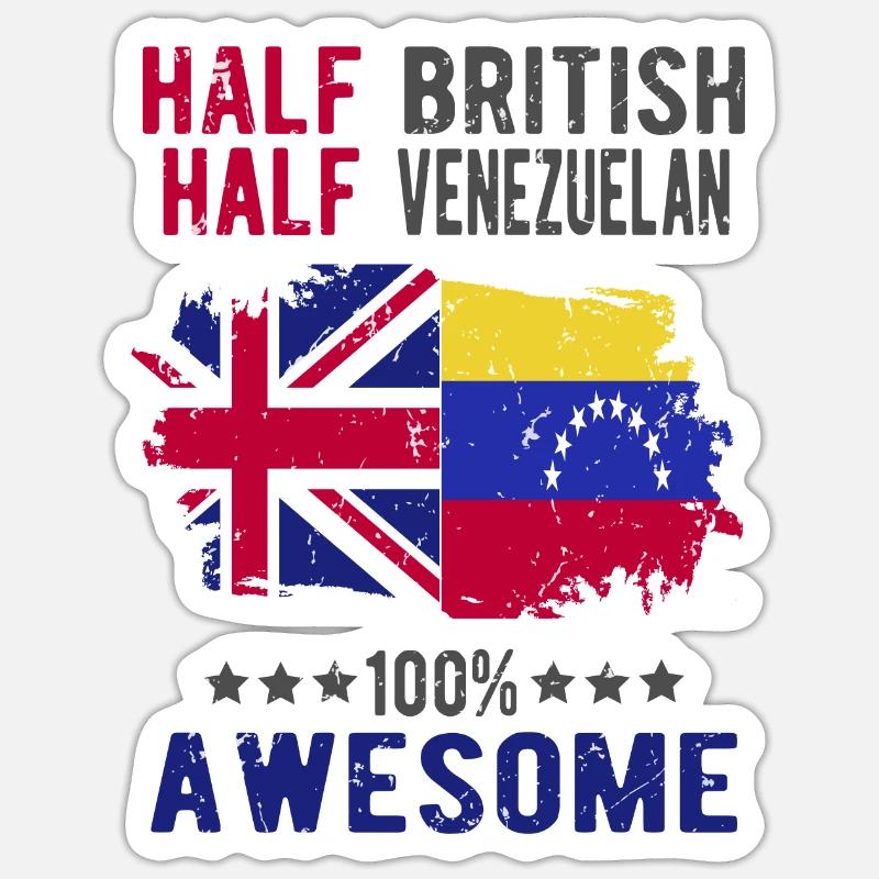 Halb Brite Halb Venezolaner - Sticker Größe S (10 x 10 cm) - Mattweiß