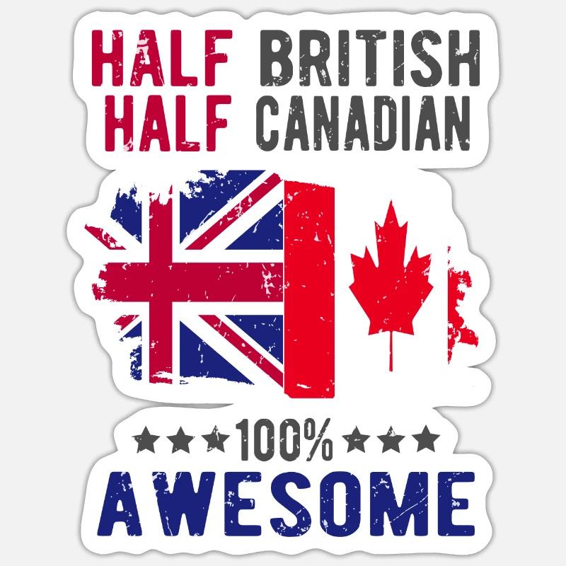 Halb Brite Halb Kanadier - Sticker Größe S (10 x 10 cm) - Mattweiß