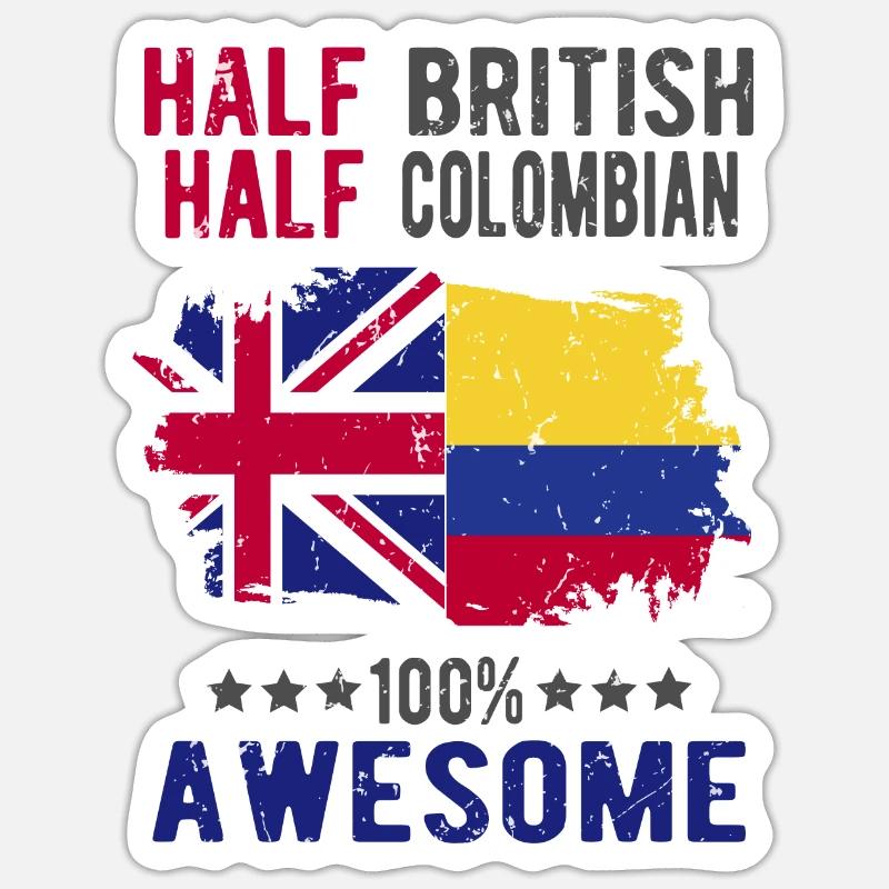 Half British Half Colombian - Sticker size S (10 x 10 cm) - white matte
