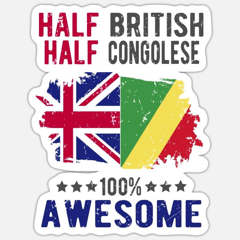Half British Half Congolese - Sticker size S (10 x 10 cm) - white matte