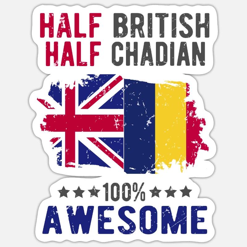Moitié britannique moitié Chader - Sticker taille S (10 x 10 cm) - blanc mat