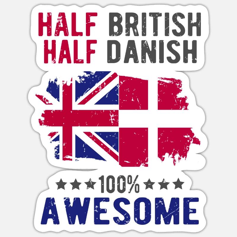 Half British Half Dane - Sticker size S (10 x 10 cm) - white matte