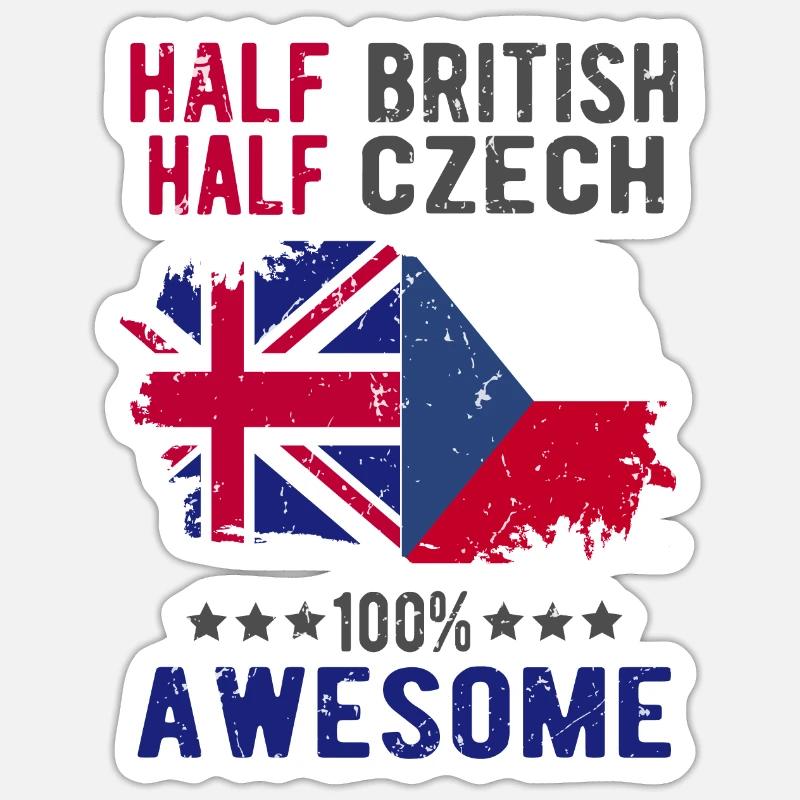 Moitié britannique moitié tchèque - Sticker taille S (10 x 10 cm) - blanc mat