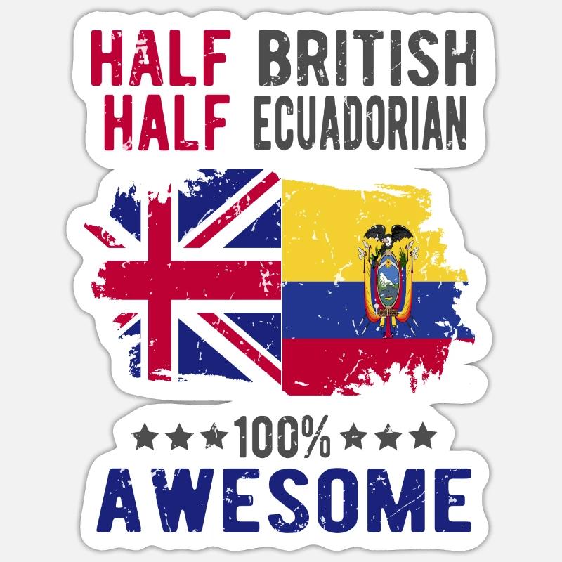 Halb Brite Halb Ecuadorianer - Sticker Größe S (10 x 10 cm) - Mattweiß