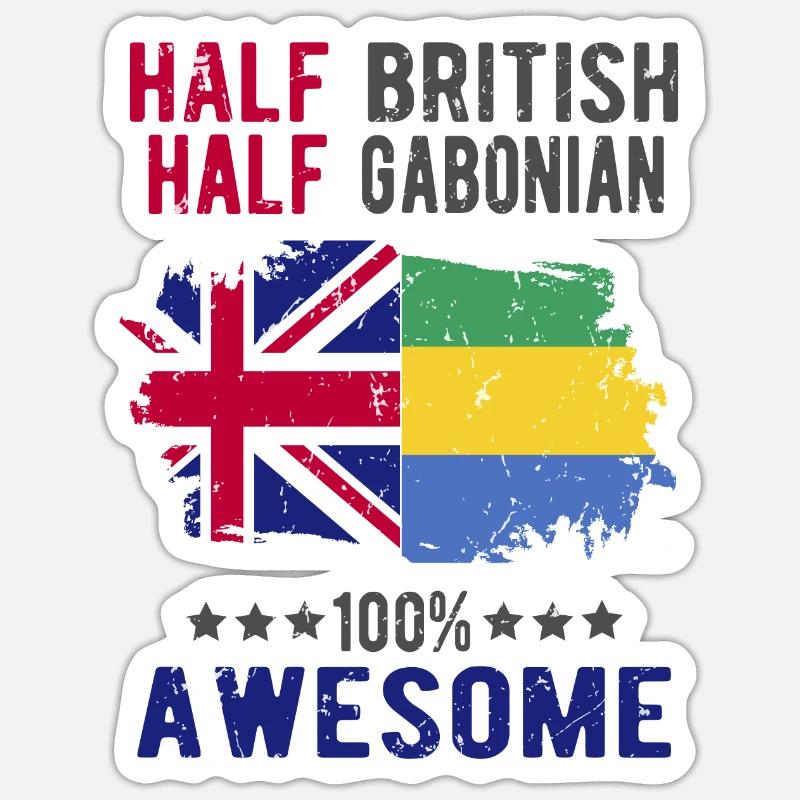 Half British Half Gabonese Sticker size S (10 x 10 cm)