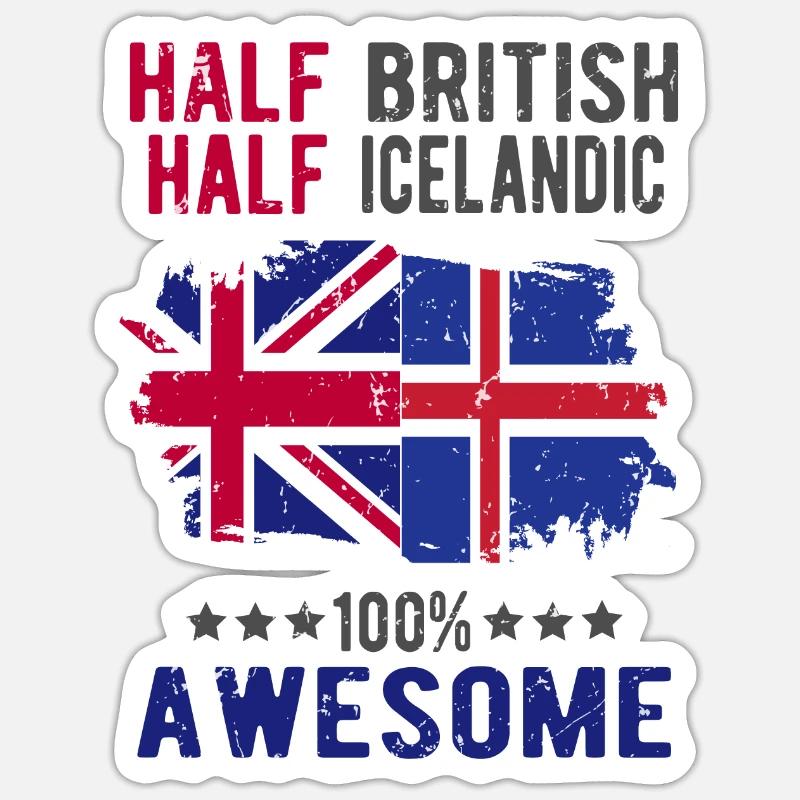 Halb Brite Halb Isländer Sticker Größe S (10 x 10 cm)