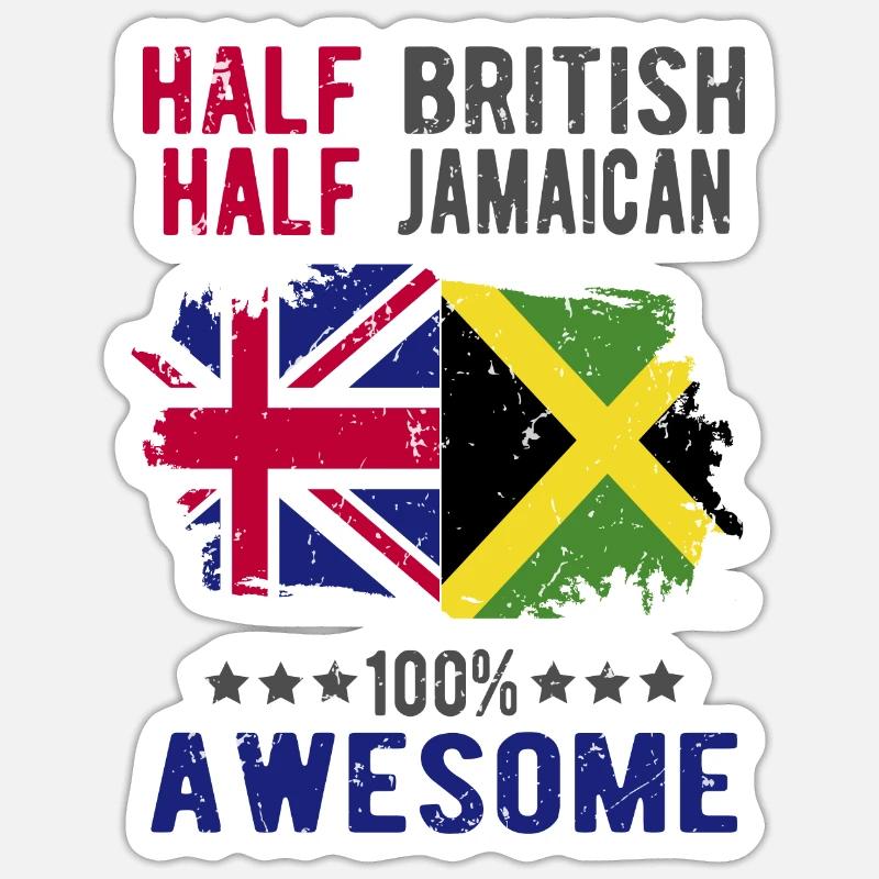Half British Half Jamaican - Sticker size S (10 x 10 cm) - white matte