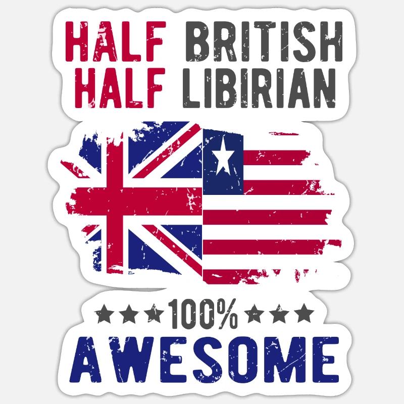 Halb Brite Halb Libyer - Sticker Größe S (10 x 10 cm) - Mattweiß