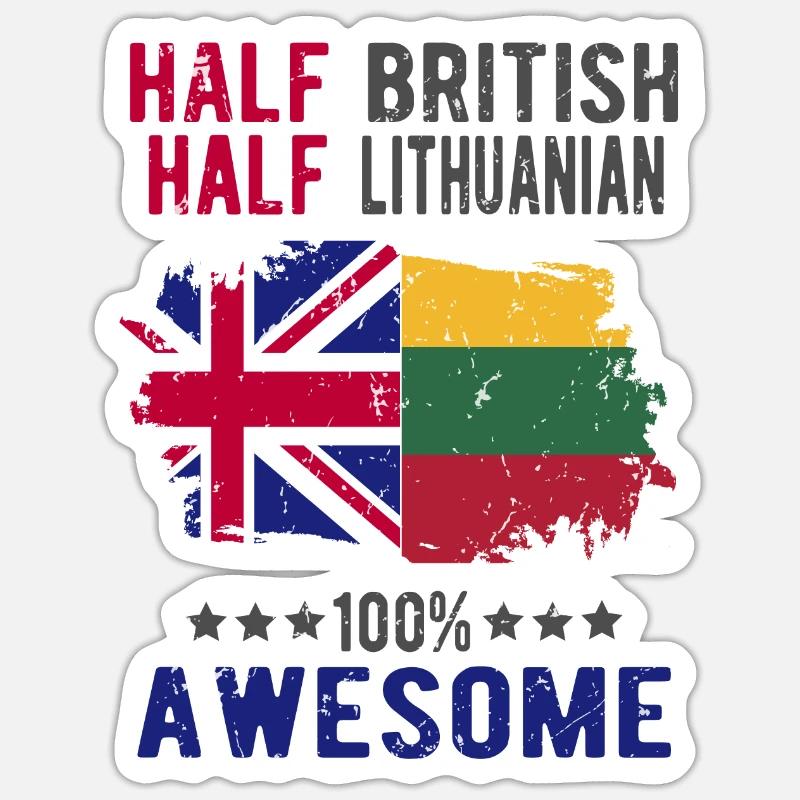 Half British Half Lithuanian - Sticker size S (10 x 10 cm) - white matte