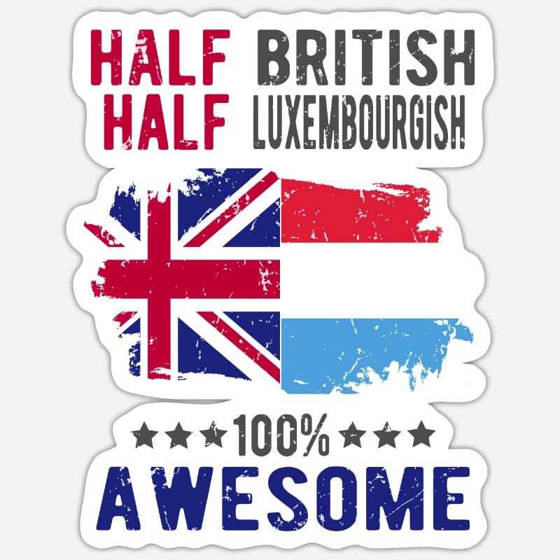 Half British Half Luxembourger - Sticker size S (10 x 10 cm) - white matte