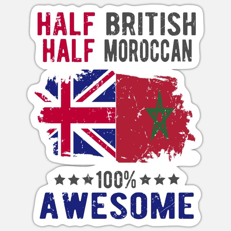 Moitié britannique moitié marocain - Sticker taille S (10 x 10 cm) - blanc mat