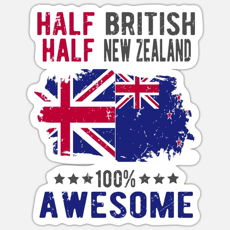 Moitié britannique moitié néo-zélandais - Sticker taille S (10 x 10 cm) - blanc mat