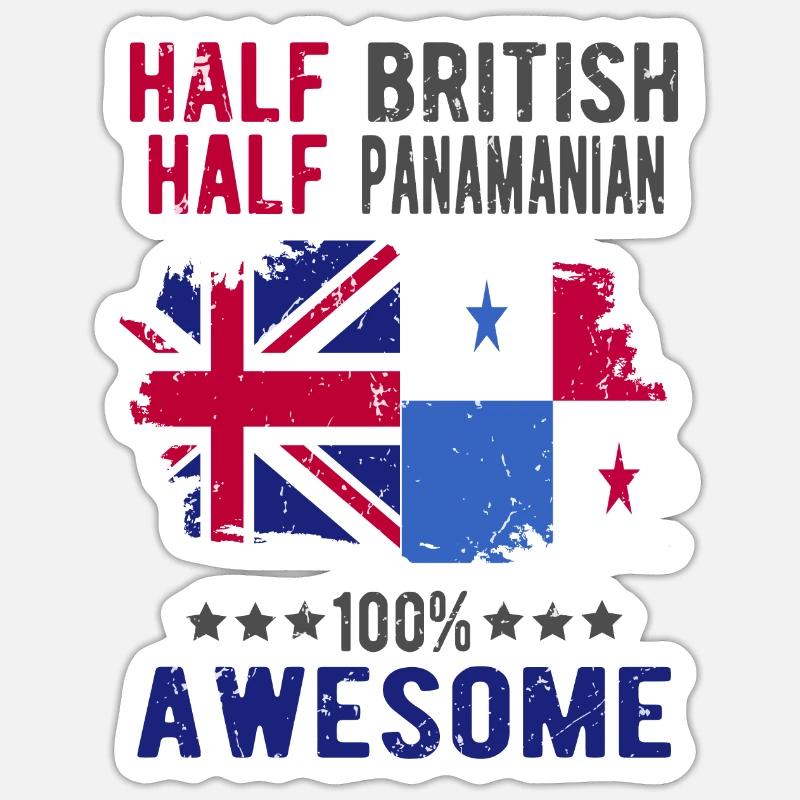 Moitié Britannique Moitié Panama - Sticker taille S (10 x 10 cm) - blanc mat