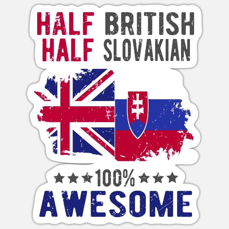 Half British Half Slovak - Sticker size S (10 x 10 cm) - white matte