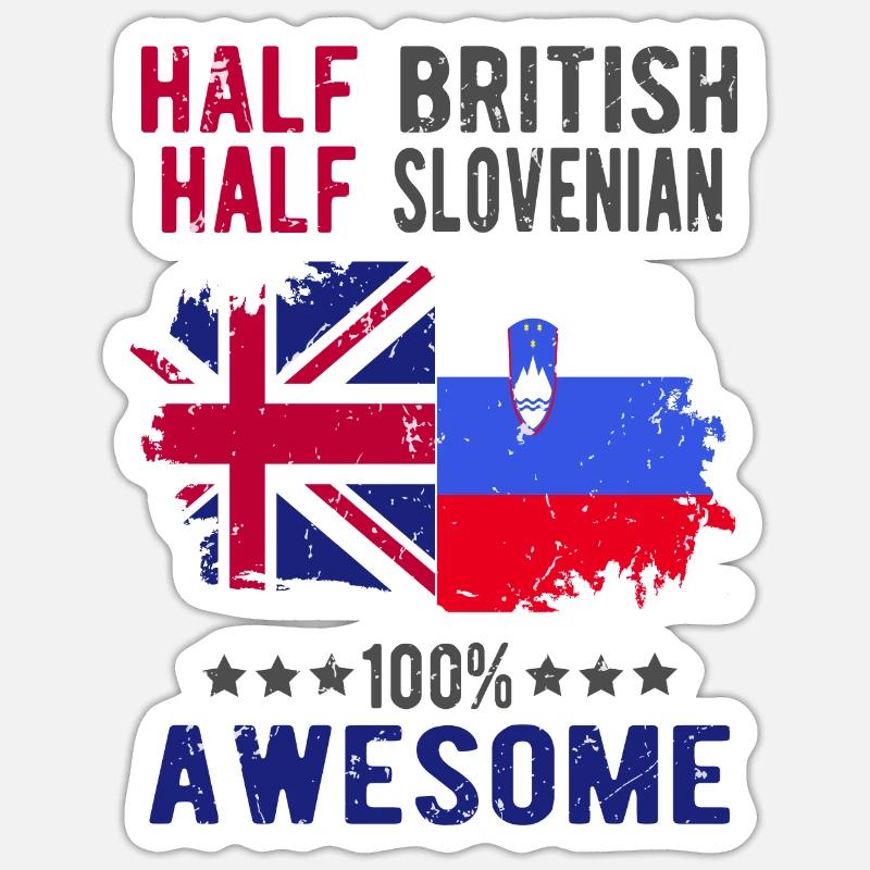 Moitié britannique moitié slovène - Sticker taille S (10 x 10 cm) - blanc mat