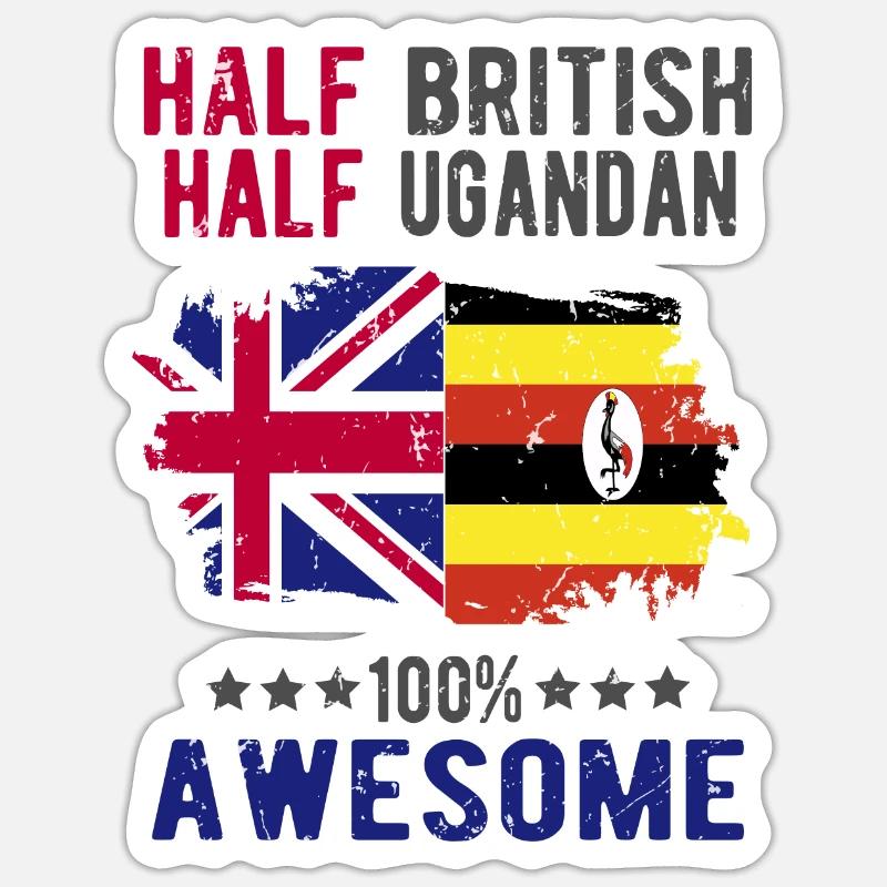 Halb Brite Halb Ugander - Sticker Größe S (10 x 10 cm) - Mattweiß