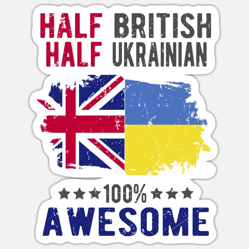 Half British Half Ukrainian - Sticker size S (10 x 10 cm) - white matte
