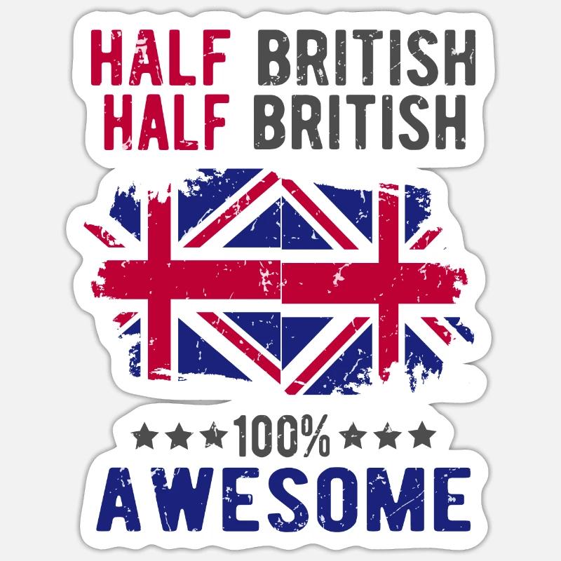 Halb Brite Halb Britisch - Sticker Größe S (10 x 10 cm) - Mattweiß