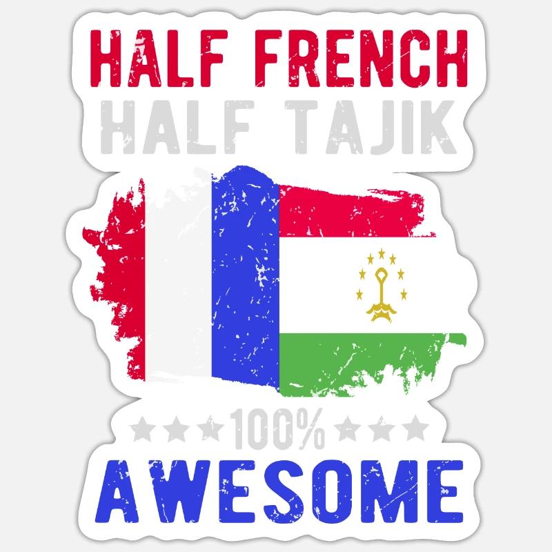 Moitié Français moitié tadjik - Sticker taille S (10 x 10 cm) - blanc mat