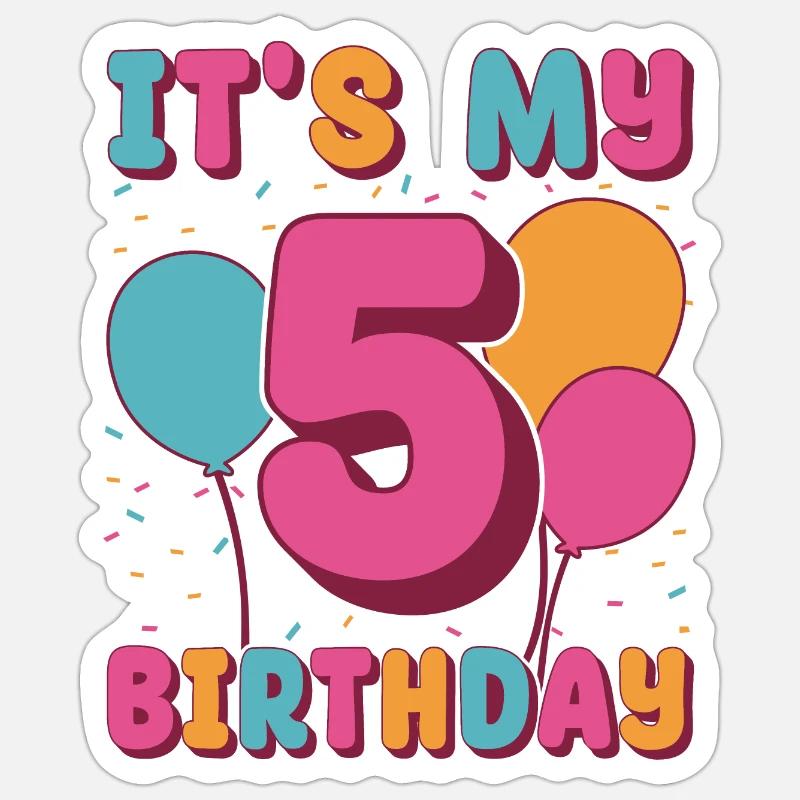 C’est mon 5e anniversaire - Sticker taille S (10 x 10 cm) - blanc mat