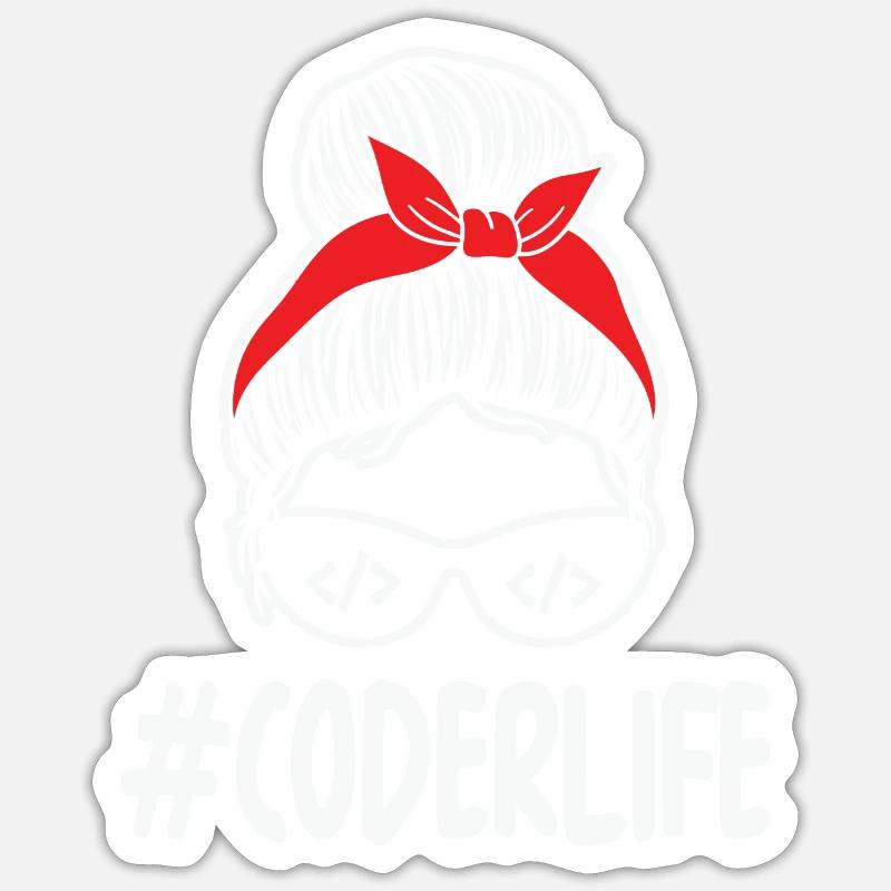Mom Coding Mother Woman Coderlife - Sticker Größe S (10 x 10 cm) - Mattweiß