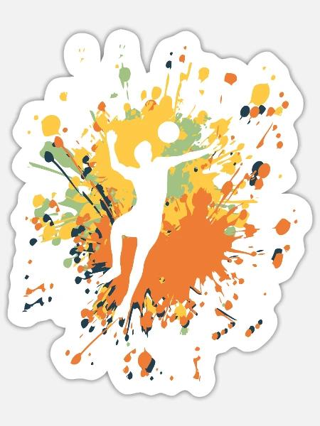 Volleyball Outside Hitter Color Splash - Sticker Größe S (10 x 10 cm) - Mattweiß