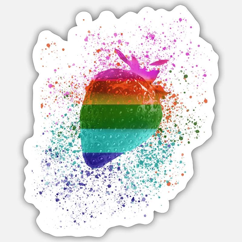 Erdbeere,bunt, popart, graffiti,Regenbogen,LGBT Sticker Größe S (10 x 10 cm)