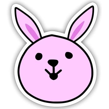 Mignon lapin rose - Sticker taille S (10 x 10 cm) - blanc mat - Devant