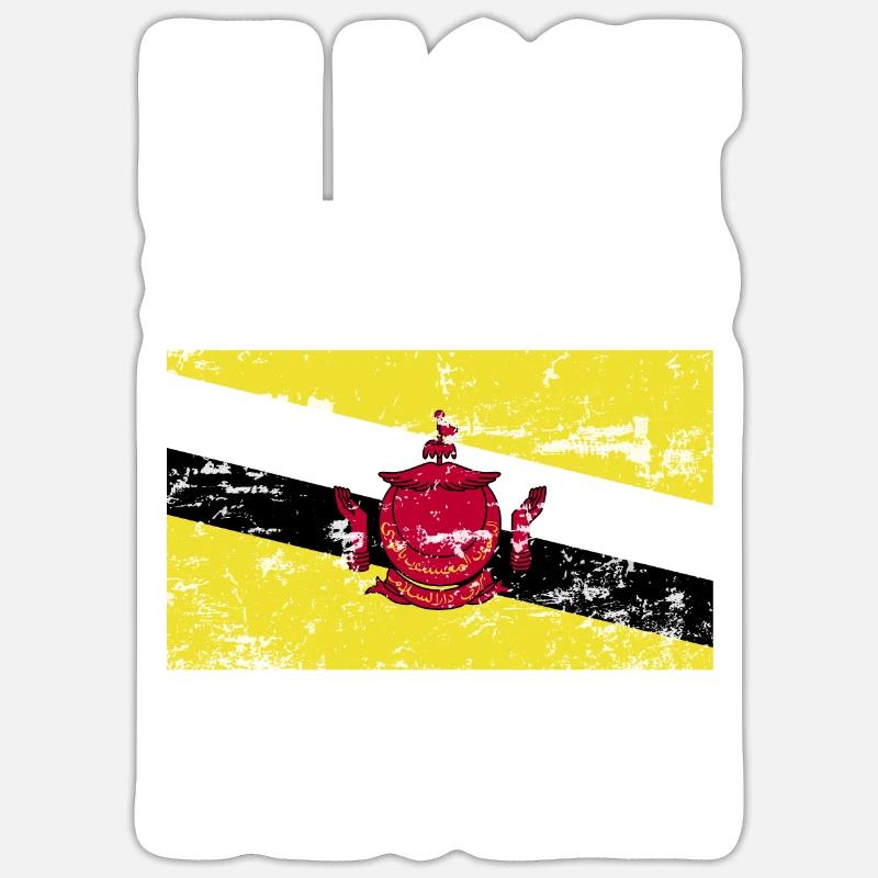Drapeau du Brunei - Sticker taille S (10 x 10 cm) - blanc mat