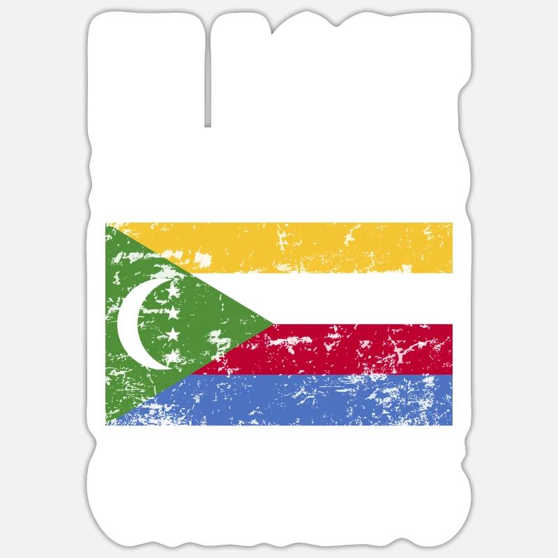 Le drapeau des Comores - Sticker taille S (10 x 10 cm) - blanc mat