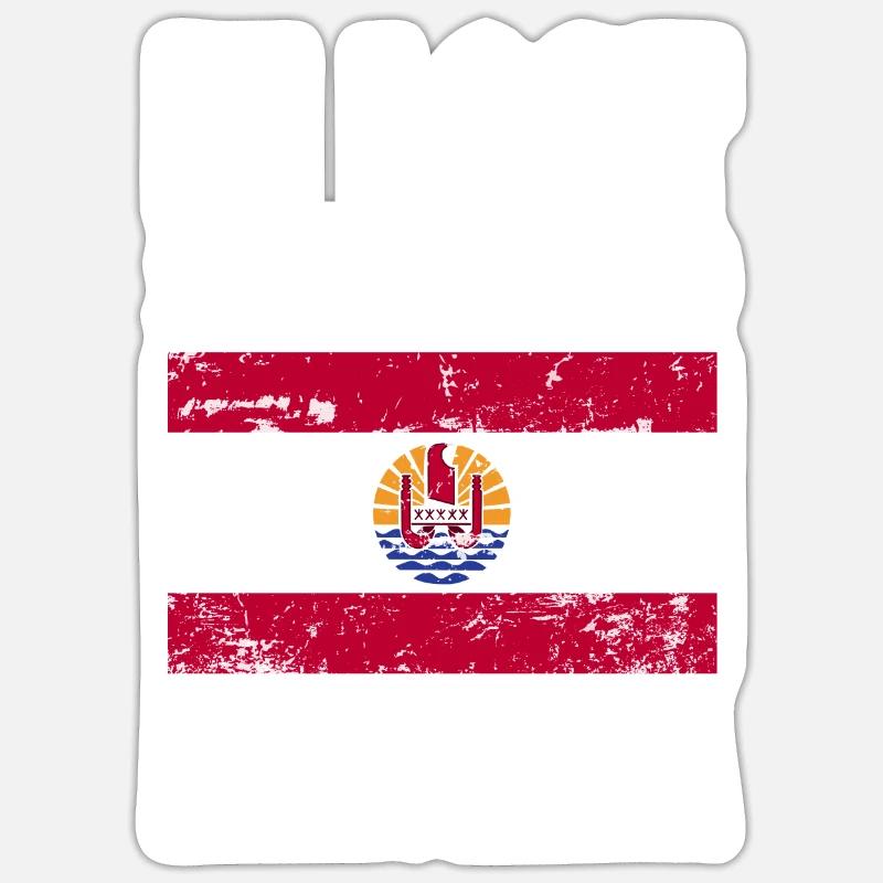 Français Drapeau de la Polynésie - Sticker taille S (10 x 10 cm) - blanc mat