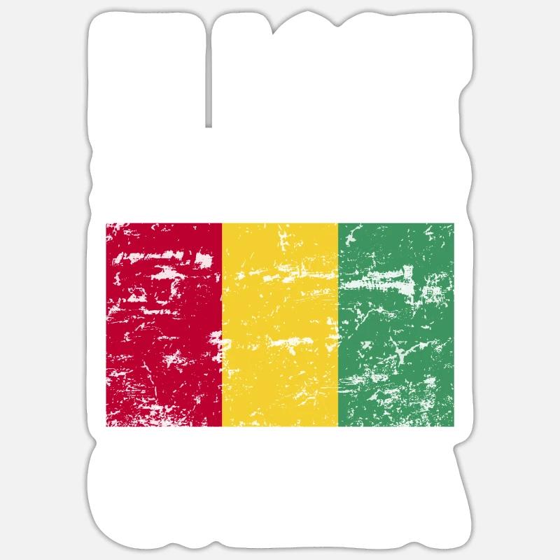 Drapeau de guinée Disant - Sticker taille S (10 x 10 cm) - blanc mat