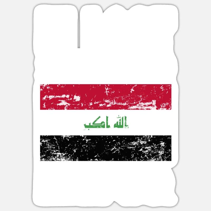 Slogan du drapeau irakien - Sticker taille S (10 x 10 cm) - blanc mat