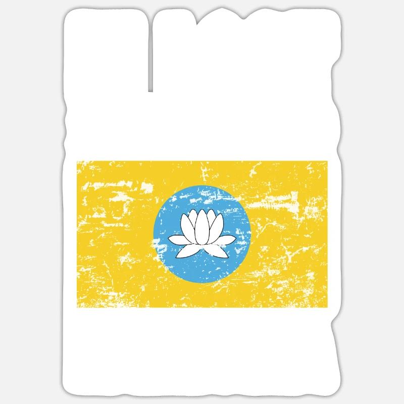 Drapeau de Kalmoukie - Sticker taille S (10 x 10 cm) - blanc mat