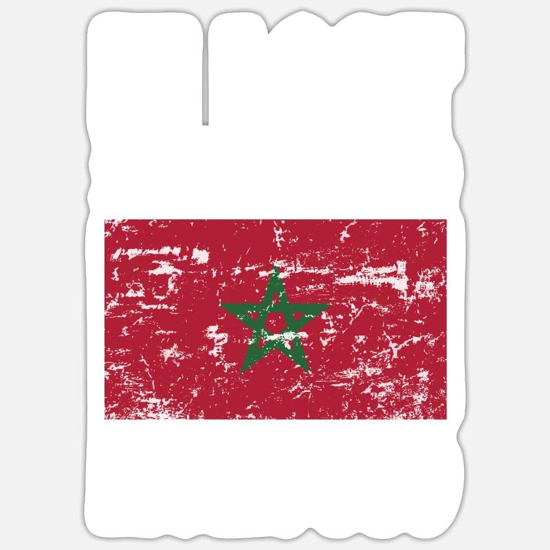 Drapeau du Maroc - Sticker taille S (10 x 10 cm) - blanc mat