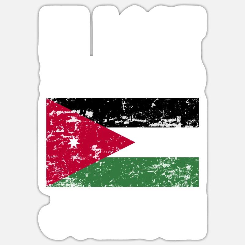 Drapeau de Jordanie - Sticker taille S (10 x 10 cm) - blanc mat