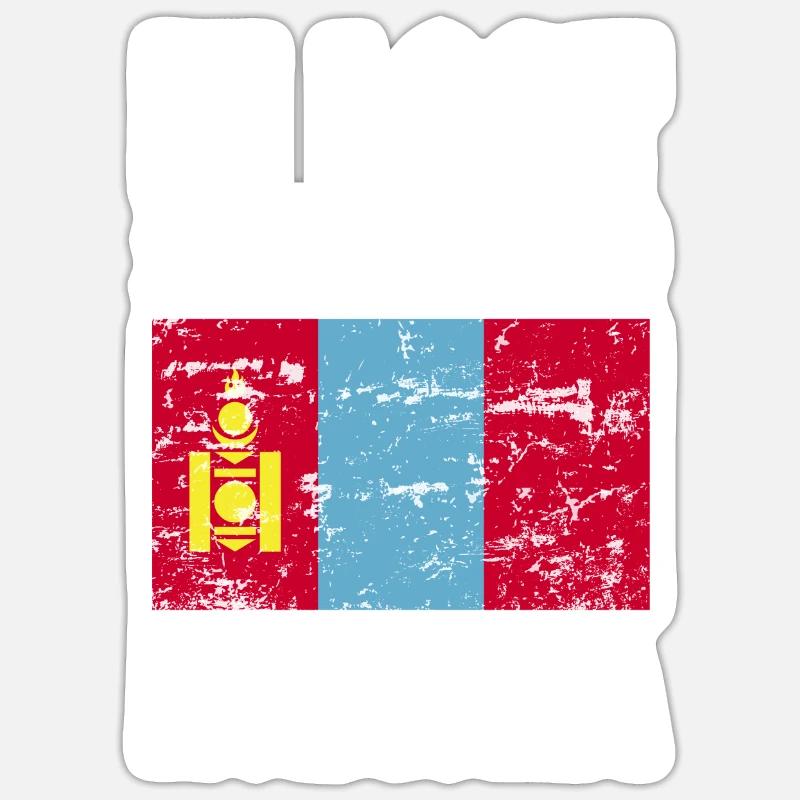 Mongolei Flagge Spruch - Sticker Größe S (10 x 10 cm) - Mattweiß