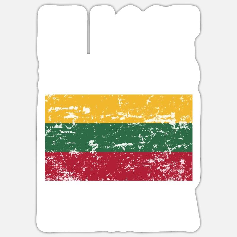 Drapeau de la Lituanie - Sticker taille S (10 x 10 cm) - blanc mat