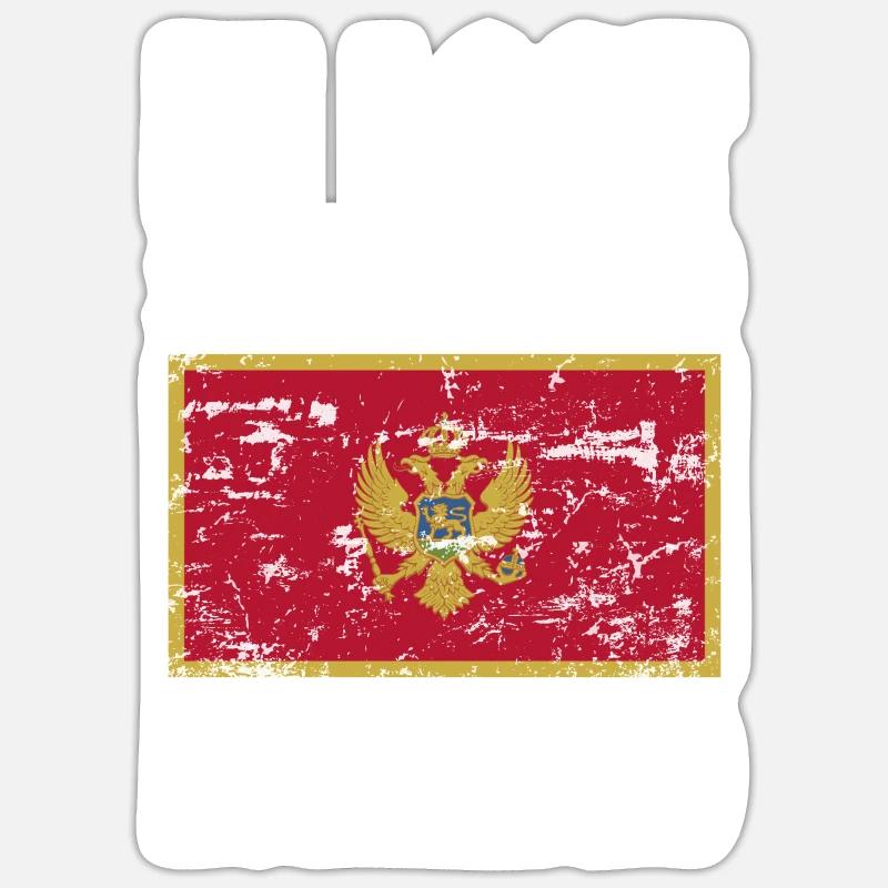 Drapeau du Monténégro - Sticker taille S (10 x 10 cm) - blanc mat
