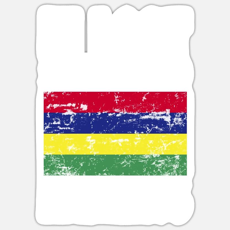 Drapeau de l’île Maurice - Sticker taille S (10 x 10 cm) - blanc mat