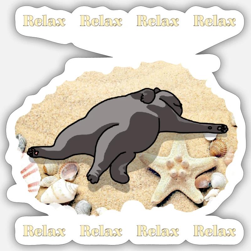 Chat sur la plage - Sticker taille S (10 x 10 cm) - blanc mat