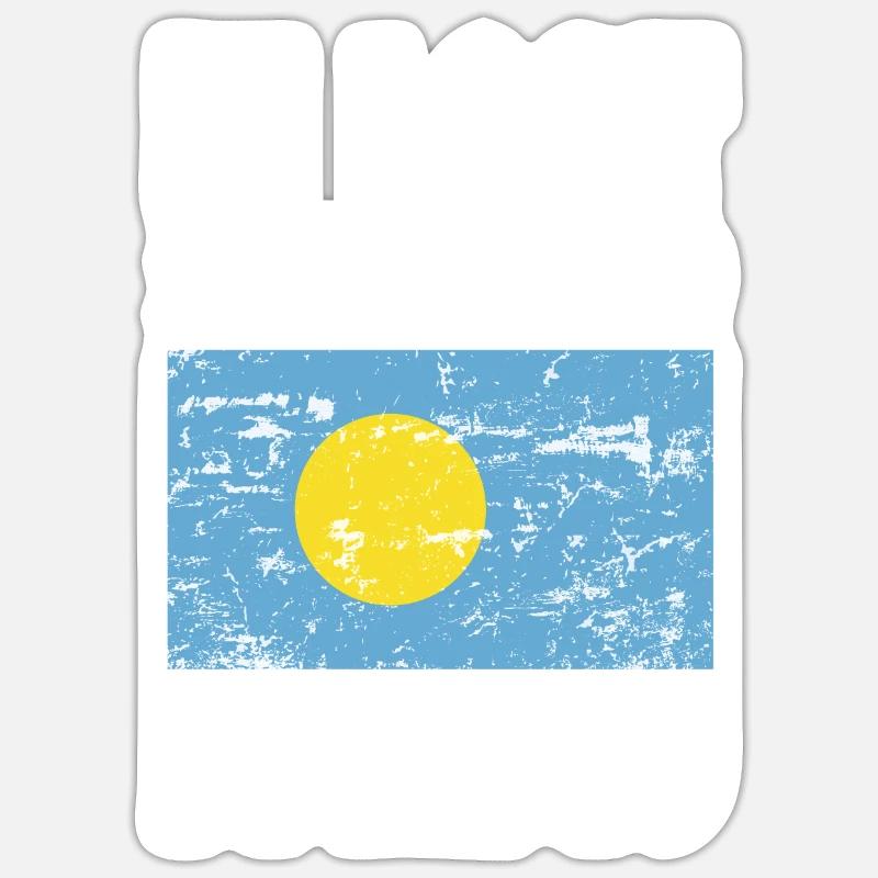 Dicton du drapeau des Palaos - Sticker taille S (10 x 10 cm) - blanc mat