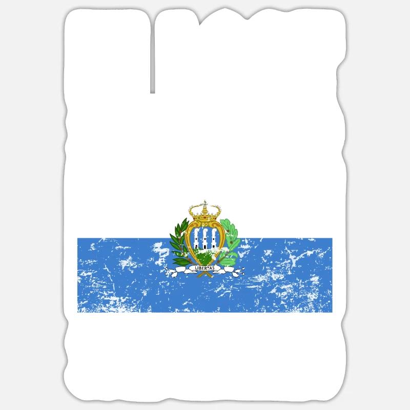 Drapeau de Saint-Marin - Sticker taille S (10 x 10 cm) - blanc mat