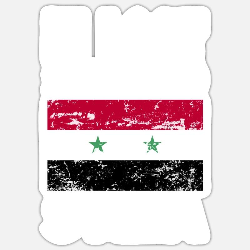 Slogan du drapeau syrien - Sticker taille S (10 x 10 cm) - blanc mat